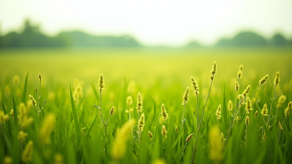 Žalios pievos su keistais augalais ir žaliomis šaknimis, kuriuos reikia pašalinti